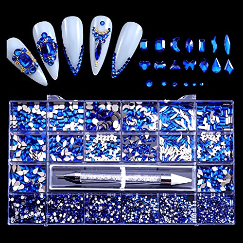 Edelsteinperlen zur Herstellung von Nagelschmuck, Kristallringherstellungs-Set mit Kunststoff-Box für Schmuck, Ringe, Armbänder, Ohrringe