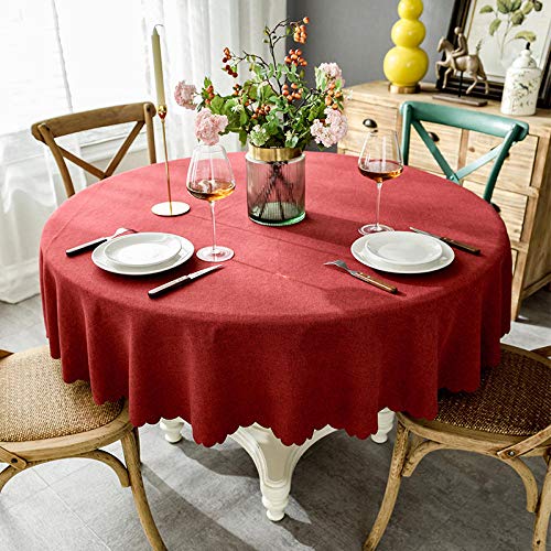 XQSSB Tischdecke Tischtuch Pflegeleichte Tischwäsche Baumwolle und Leinen Weich Tischläufer Eckig Viele Größe Farbe Wählbar Roter Durchmesser Rund 100cm