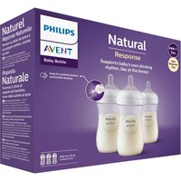Philips Avent Natural Response Babyflasche – 3 x 260 ml Baby-Milchflasche für Neugeborene und älter, BPA-frei, 1+ Monate (Modell SCY903/03)