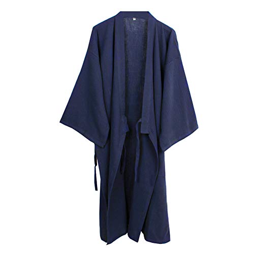 Fancy Pumpkin Japanische Herren Robe Cotton Kimono Pyjamas Nachthemd [Navy, Gr??e L]
