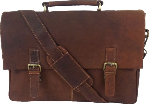 Unicorn Echt Leder Cognac 16.4" laptop Tasche Messenger - Messenger Bag - #7L