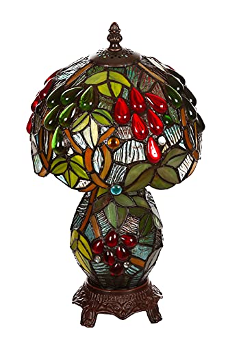 Lampe im Tiffany-Stil Libelle, Schmetterling edel, Rose Dekorationslampe, Tiffany Stil, Glaslampe, Leuchte,Tischlampe, Tischleuchte (Tiff 182 Glasfuß)