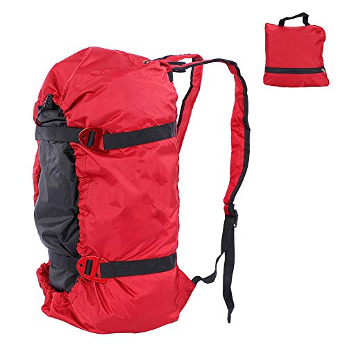 Dilwe Kletterseil Tasche, Faltender Wasserdichter Bergsteigen Schulter Rucksack für Klettern Trekking Wandert(Rot)
