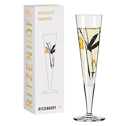 RITZENHOFF 1071022 Champagnerglas 200 ml – Serie Goldnacht Nr. 22 – Edles Designerstück mit Echt-Gold – Made in Germany