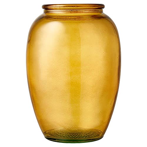 BITZ Kusintha Vase, Dekorative Vase aus Recyceltem Glas, Höhe 20 cm, Amber
