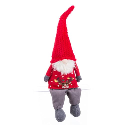 LOLAhome Weihnachtsmann aus rotem Stoff mit 63 cm Mütze