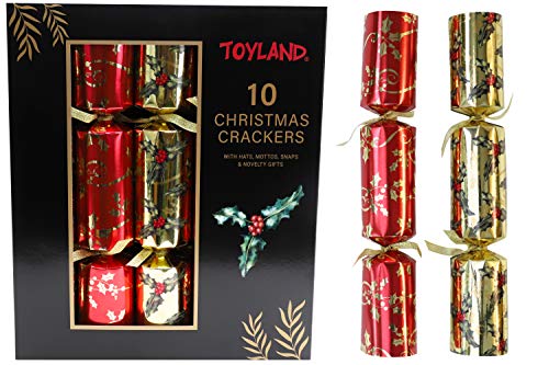 Toyland® 10 Luxus Holly Christmas Crackers