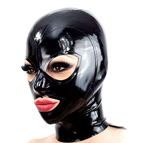 LBYLYH Latex Maske Sm Latexmaske BDSM Bondage Fetisch Selfbondage Sexy Sklave Mundöffner Für Männer Und Frauen Sex,Schwarz,S