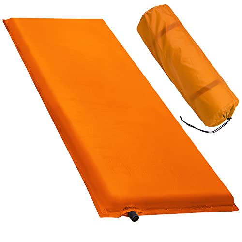 ALPIDEX Isomatte Camping 2.5 cm┃6 cm┃10 cm Dick Schaumstoff Selfinflating Matte Selbstaufblasende Outdoor Thermomatte Robust Isolierend, Farbe:orange, Maße:200 x 66 x 10 cm
