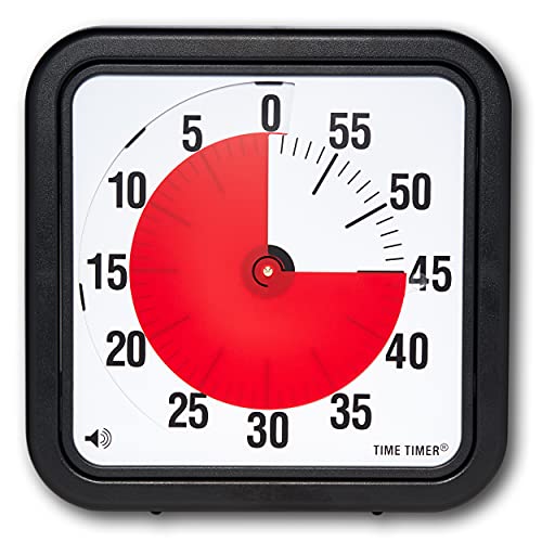 Time Timer Original Large 30x30 cm; 60-minuten visueller Timer - Countdown-Uhr für Klassenzimmer oder Besprechungen für Kinder und Erwachsene (schwarz)