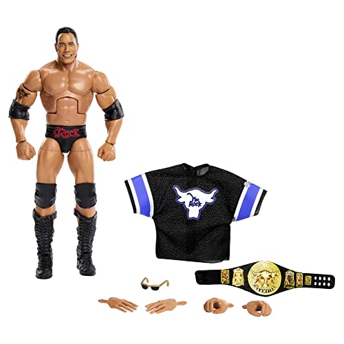 WWE Actionfiguren, WWE Elite the Rock Figur mit Zubehör, Sammelgeschenke