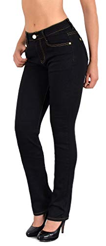 ESRA Damen Jeans Hose Damen Jeanshose gerader Schnitt bis Übergröße Übergrösse J25