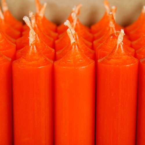 Bütic GmbH durchgefärbte Stabkerzen 250mm x Ø 22mm - Kerzen mit rückstandsfreiem Abbrand, Farbe:Orange, Set mit:16 Stück
