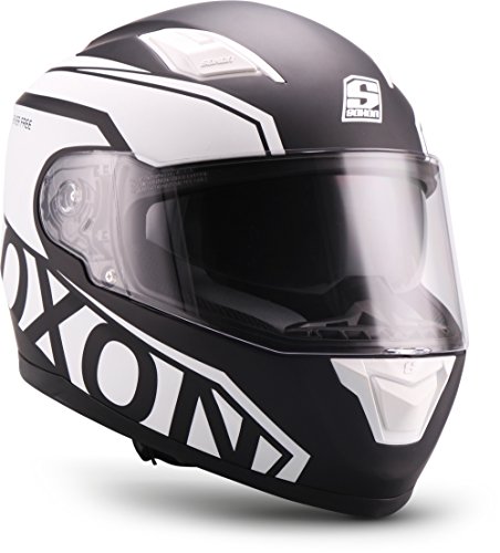 Soxon® ST-1000 Race "Black" · Integral-Helm · Full-Face Motorrad-Helm Roller-Helm Scooter-Helm Cruiser Sturz-Helm Street-Fighter-Helm Sport MTB · ECE Sonnenvisier Schnellverschluss Tasche XL (61-62cm)