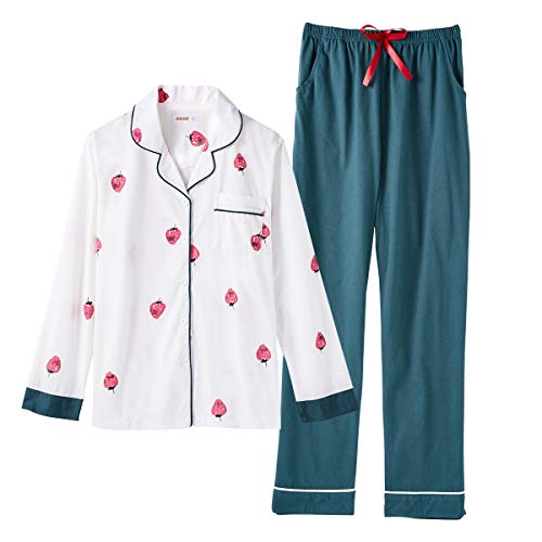MINTLIMIT Mädchen Zweiteiliger Schlafanzug Lang Zweiteilige Nachtwäsche Hausanzug Sleepwear aus Baumwolle Langarm Hose # 0006 Grün XL