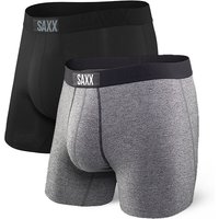 SAXX Underwear Herren Vibe Boxer 2er Pack Kurze Unterhose Funktionsunterwäsche, Black/Grey, S