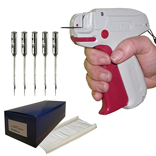 Nadelpistole Set: Etikettiermaschine Banok 503 X | Heftpistole + 10.000 Kunststoff Tag Pins 40 mm Fein + 5 Nadeln Fein | HUTNER