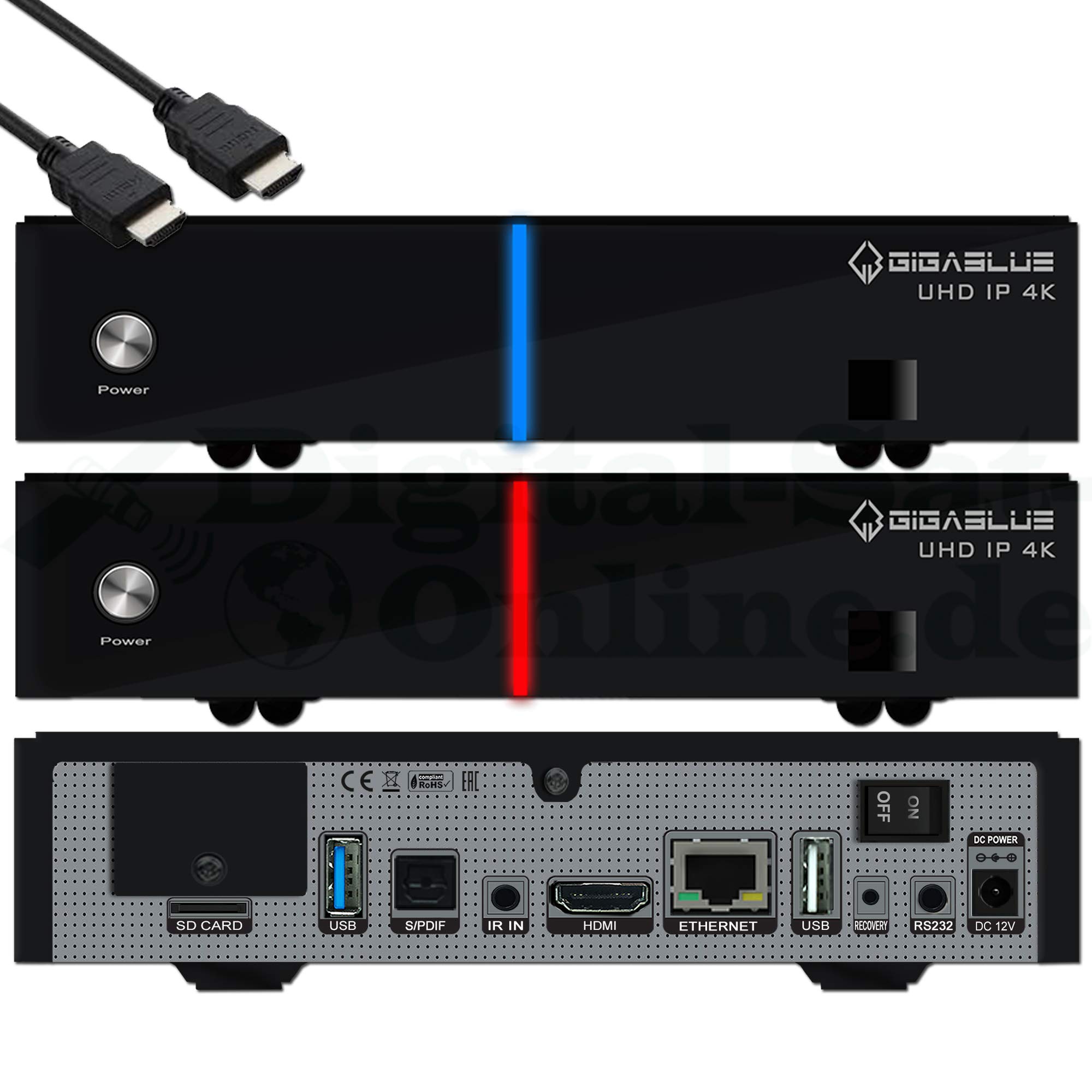 GigaBlue 4K UHD IP Box Multiroom Client - E2 IPTV Smart TV Box und Media Server mit PVR Funktion - optional zu DVBT2, digital Kabel- oder Sat IP Receiver erweiterbar, inklusive HDMI-Kabel