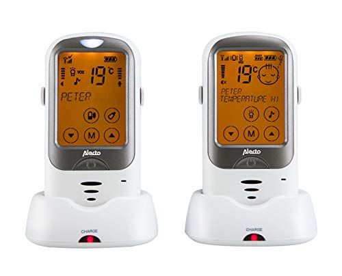 Alecto DBX-68 Eco DECT Digitales Babyphone hohe Reichweite bis zu 1000 m. (100% störungsfrei), Gegensprechfunktion, Nachtlicht, Temperaturanzeige mit Alarm, LED-Geräuschanzeige und 6 Schlaflieder