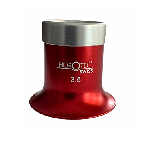 Horotec MSA 00.031-3 Uhrmacherlupe aus Aluminium rot eloxiert mit Schraubring x3,5