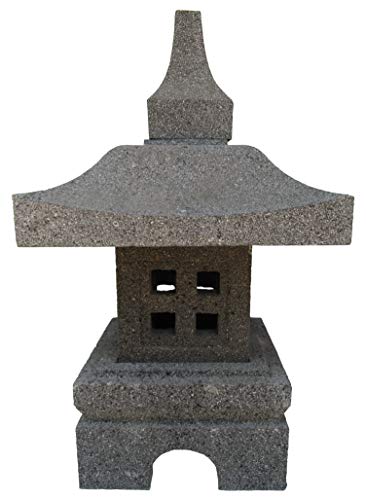 STONE art & more Tempel-Leuchte, Pagode, Japanische Steinlaterne, H 50 cm, Steinmetzarbeit, Lavastein, frostfest