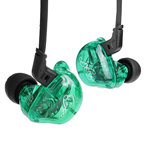 KZ ZSR In-Ear-Kopfhörer, HiFi-Stereo, tiefer Bass, Ohrhörer mit 0,75 mm, 2 Pins, abnehmbares Kabel, geräuschisolierendes Headset mit Hybrid-Treiber zum Laufen, Joggen, Walken No Mic grün
