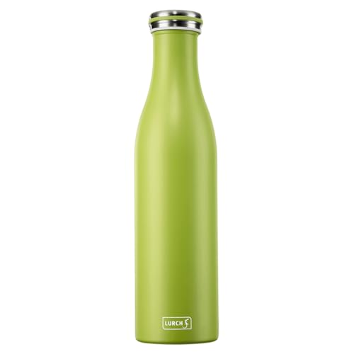 Lurch 240866 Isolierflasche/Thermoflasche für heiße und kalte Getränke aus doppelwandigem Edelstahl 0,75l, fresh green