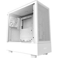 NZXT H5 Flow - CC-H51FW-01 - Kompaktes ATX-Mid-Tower-PC-Gaming-Gehäuse - Perforierte Frontplatte - Seitenteil aus gehärtetem Glas - Kabelmanagementsystem - Bereit für Wasserkühlung - Weiß/Schwarz