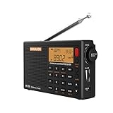 SIHUADON R-108 Kleines Tragbare Radios Wiederaufladbares Batterieradio UKW FM AM SW Airband Radio weltempfänger digitalradio mit ATS-Stationsspeicher Sleep-Funktion (Schwarz)
