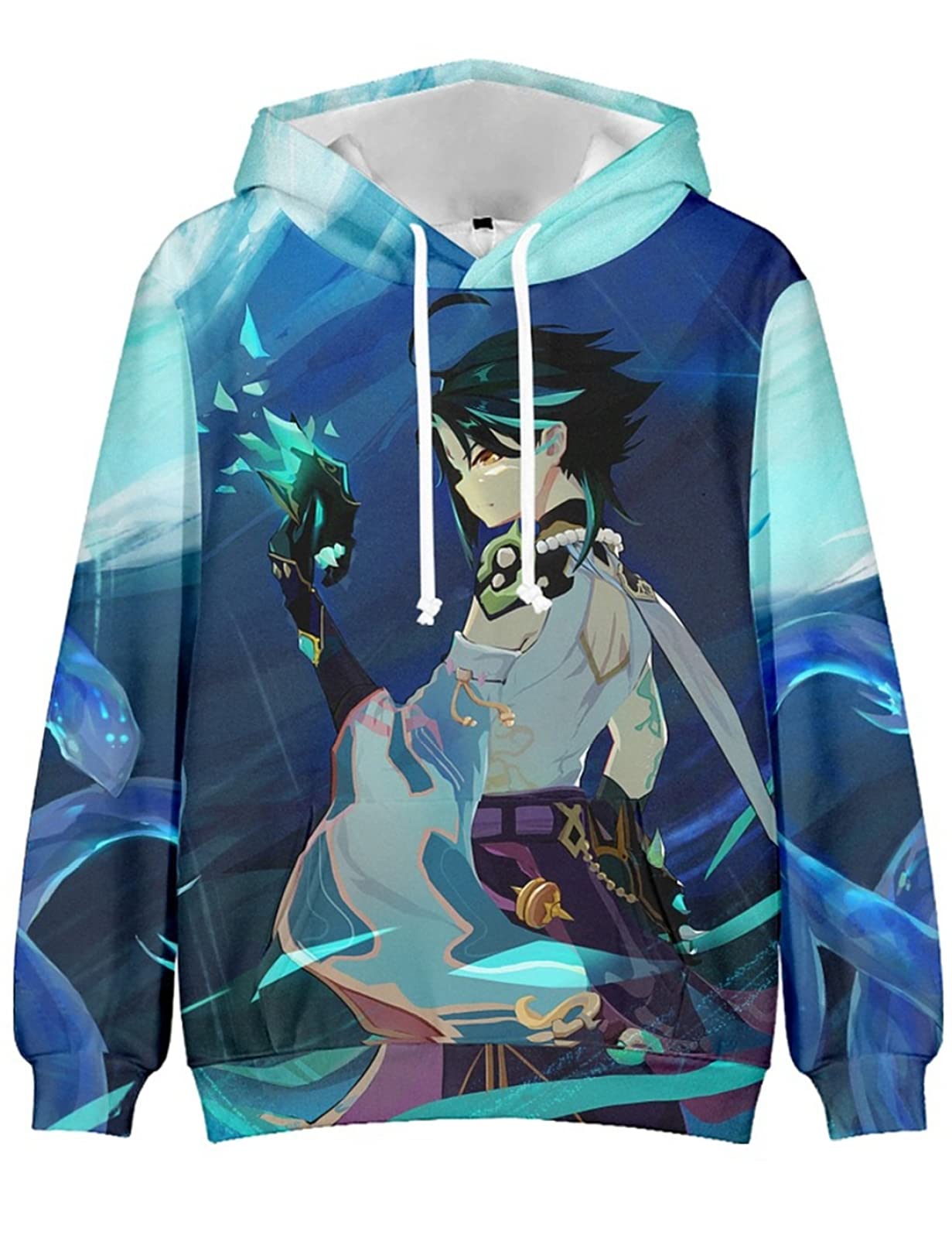 Game Genshin Impact Cosplay Albedo Diluc Xiao Hoodie, 2022 Unisex 3D Druck Pullover für Genshin Impact Fans, Xiao, XXL