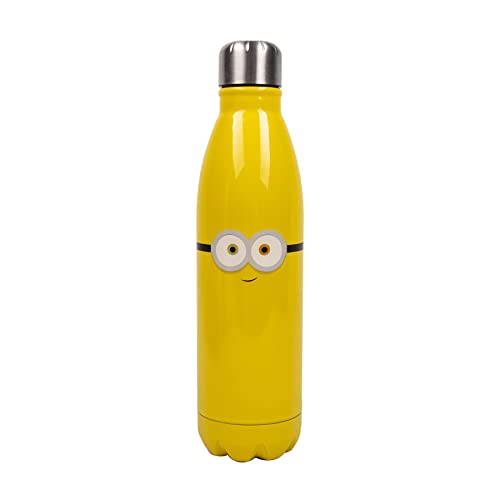 Fizz Creations - Minions Metall-Wasserflasche | Trinkflasche Kinder auslaufsicher | Flasche ca. 500ml | Offizielles Lizenzprodukt | Geschenk für Minions Fans zu Geburtstag