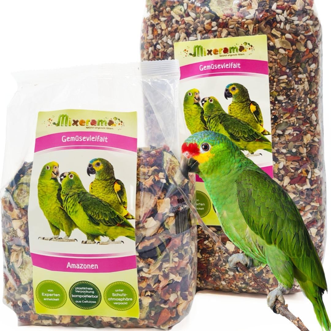 Mixerama Amazonen Gemüsevielfalt - natürliches Futter für Papageien - bestes Papageienfutter für deinen Amazonenpapagei