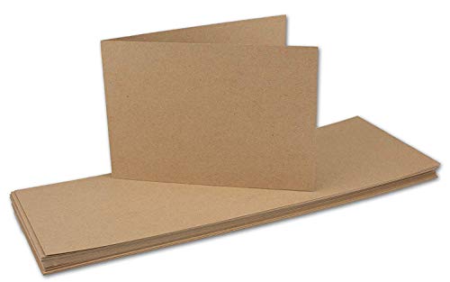 250x Falt-Karten DIN A6 Langdoppel-Karten - Sandbraun - Kraftpapier -10,5 x 14,8 cm - blanko quer-doppelte Faltkarten - FarbenFroh by Gustav Neuser®