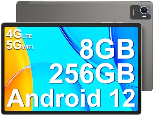 Jumper Tablet 10,5 Zoll Android 12, 8 GB RAM 256 GB ROM Octa-Core T616 Tablet, Dual SIM, 4G LTE, 5G/2.4G WiFi, 4 Lautsprecher, 1920 x 1200 IPS FHD, BT5, Kamera 13 MP, Typ C, 7000 mAh, x2023