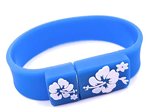 H-Customs Armband mit Blumen Blau USB Stick 128 GB USB 3.0