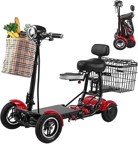 Mobility Scooter, zusammenklappbar, 36 V, 15,6 ABattery Doppelantrieb, Doppelkörbe, Doppelscheibenkörbe vorne und hinten, Doppelscheibenbremsen für Erwachsene, ältere Menschen, Behinderte,