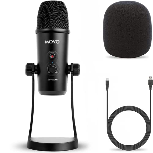 Movo UM700 Desktop USB Mikrofon für Computer mit einstellbaren Tonabnehmermustern perfekt als Podcast-Mikrofon, Streaming-Mikrofon, Gaming-Mikrofon und mehr