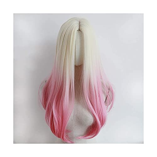 XXZY Frauen-Echthaar-Perücken langes glattes Synthetisches Haar für tägliche Partei-Halloween-hitzebeständige Perücken-Ankleide