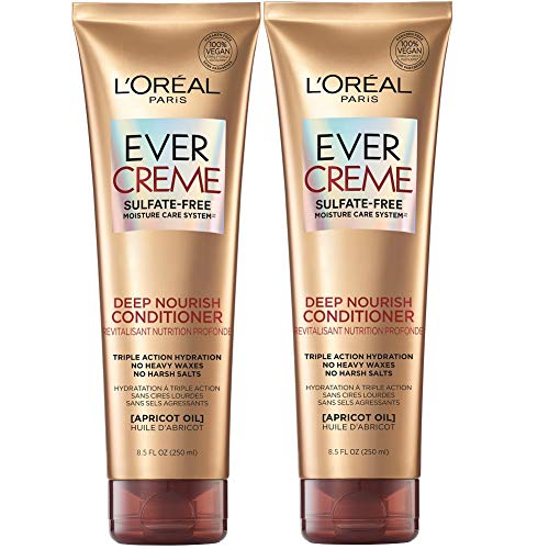 L'Oreal Paris Hair Care EverCreme Sulfate Free Moisturizing Deep Nourish Conditioner with Apricot Oil for Dry Hair, 8.5 Fl. Oz (Pack of 2) (Packaging May Vary)