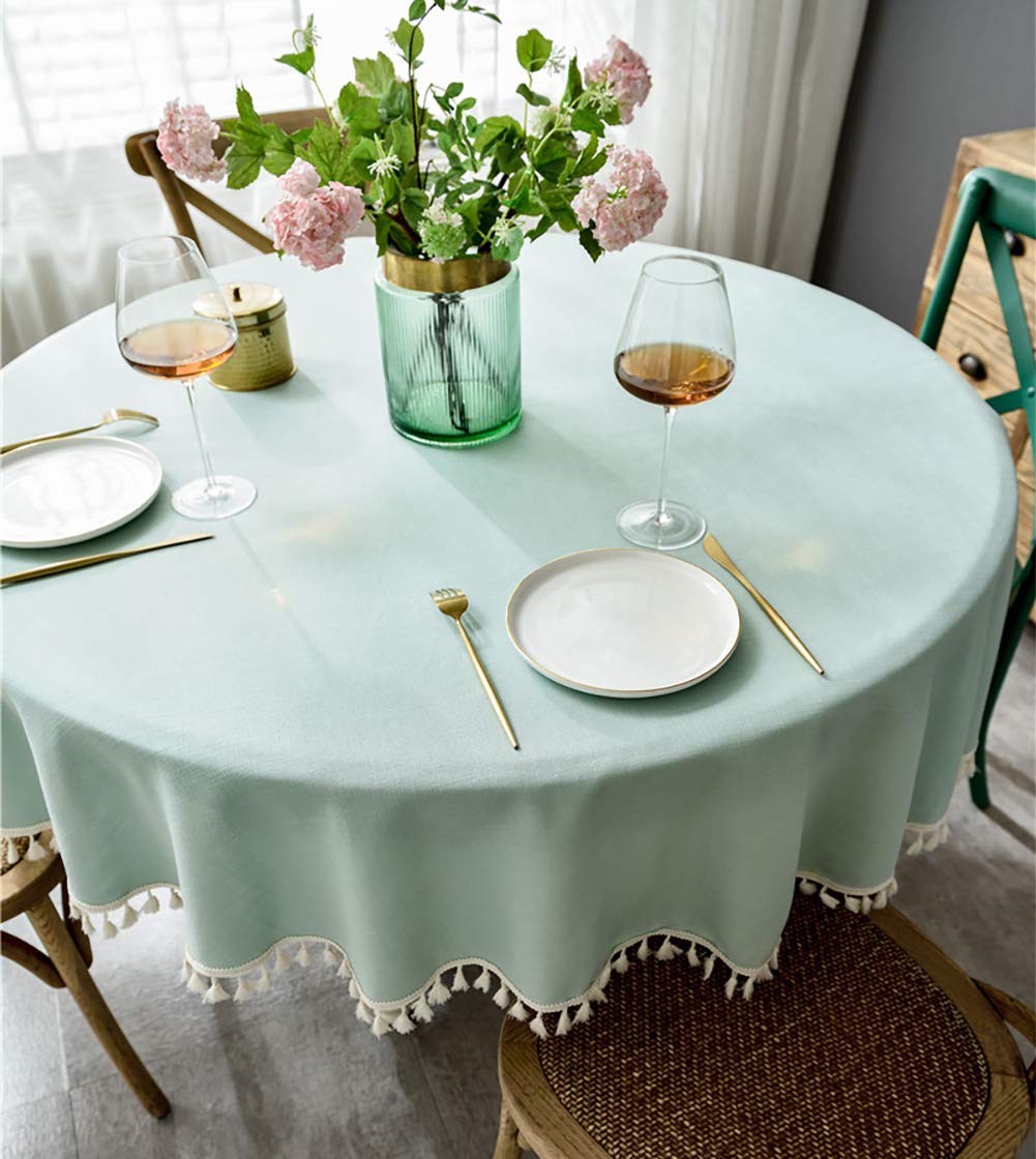 Naturer Runde Tischdecke Einfache und Elegante Heimtextilien für den Innen- und Außenbereich (Durchmesse 200 cm, Blau)