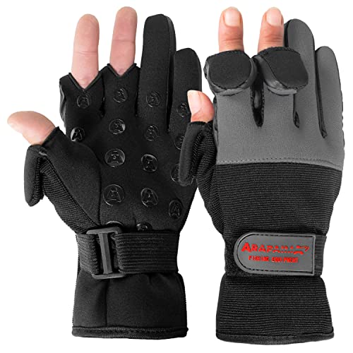 Angelhandschuhe Fishing Gloves Neopren Handschuhe Angeln Grau/Schwarz 3XL