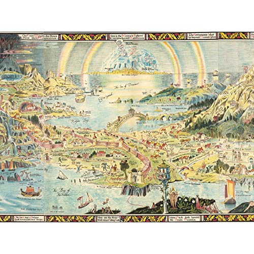 Map Sleigh 1918 Ancient Fairyland Fantasy Chart Large Wall Art Poster Print Thick Paper 18X24 Inch Karte Uralt Fee Fantasie Wand Poster drucken