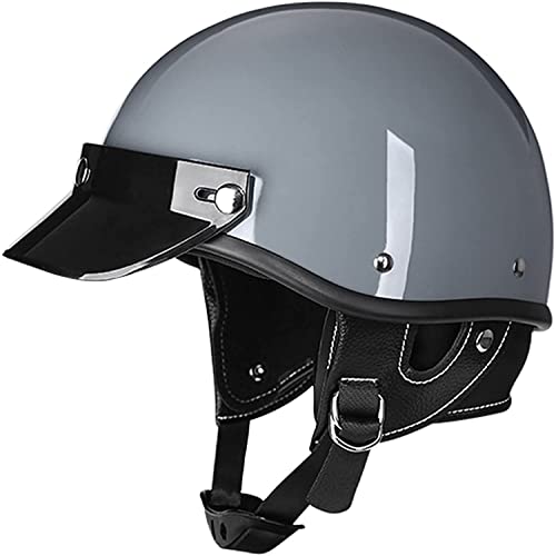 Vintage Motorradhelm Brain-Cap · Halbschale Jet-Helm Motorrad-Helm Roller-Helm ECE-Zertifizierung for Männer Und Frauen Chopper Mofa-Helm Scooter-Helm (Color : A, Größe : L=59~60cm)