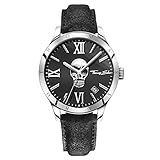 Thomas Sabo Herren Armbanduhr Rebel Icon Totenkopf Analog Quarz Leder WA0210-218-203-43 MM