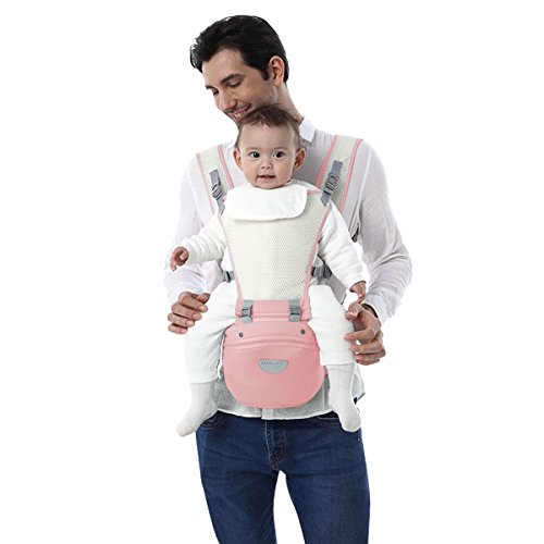 SONARIN Premium All Season Hipseat Baby Carrier, Babytrage, Zwei Schultern Hipseat,Multifunktion,Ergonomisch,Freie Größe,100% GARANTIE und KOSTENLOSE LIEFERUNG, Ideal Geschenk(Rosa)