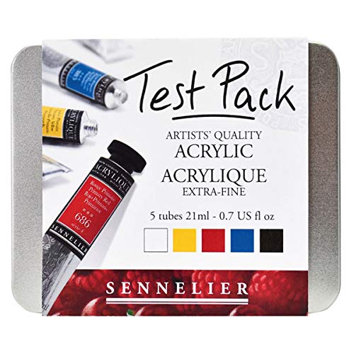 Sennelier – Metalldose mit 5 Acrylfarben, 21 ml, „Test Pack“