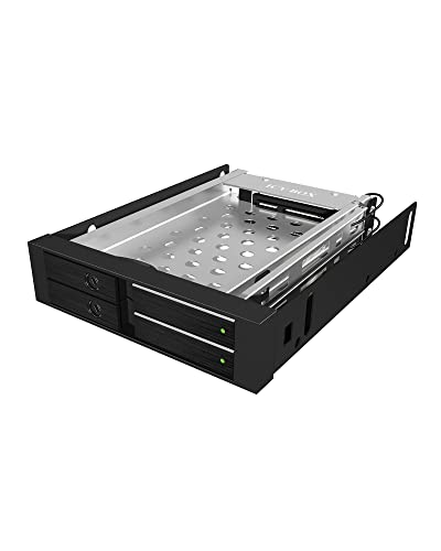 Icy Box IB-2227StS 3,5" Wechselrahmen für 2x 2,5" (6,35 cm) SATA III HDD/SSD, trägerlos, abschließbar (schwarz)