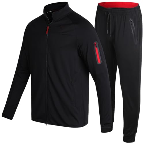 Spyder Herren-Trainingsanzug – 2-teiliges Performance-Reißverschluss-Sweatshirt-Jacke und Jogginghose – Aktivhosen-Set für Herren, S-XL, Schwarz, Large