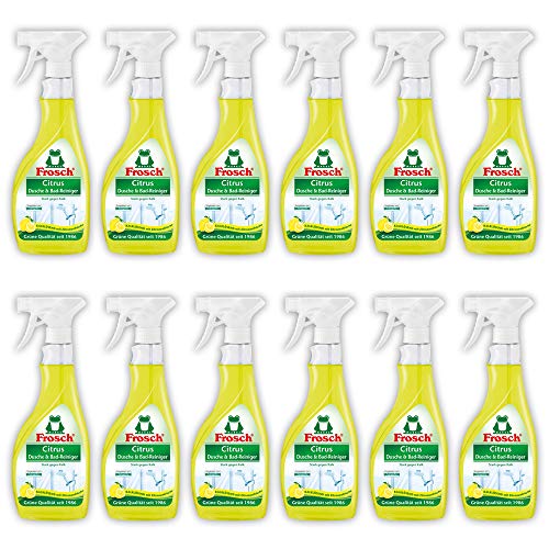 Frosch Citrus Dusche & Bad-Reiniger, kraftvoll gegen Kalk & Verschmutzungen, Sprühflasche, 500 ml, 12er Pack (12 x 500 ml)