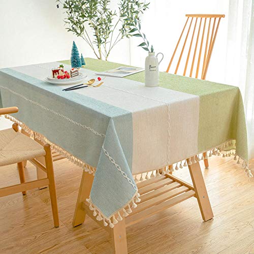 XQSSB Tischdecke Tisch Decke Tafeldecke Wear Resistant Breathable Edel Tisch Decke Abwaschbar und Bügelfrei Green Blue 140 × 260cm